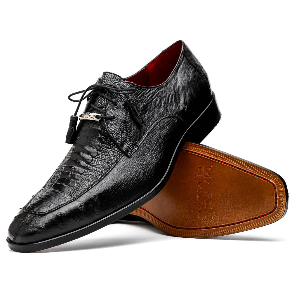 Andretti Genuine Ostrich Leg Dress Derby's Shoes Black