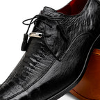 Andretti Genuine Ostrich Leg Dress Derby's Shoes Black