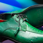 Andretti Genuine Ostrich Leg Dress Derby's Shoes Lemon Green