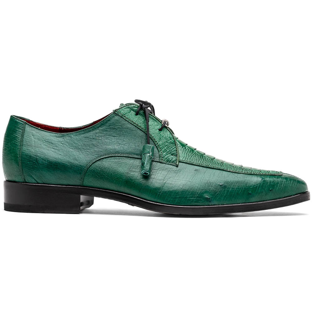 Andretti Genuine Ostrich Leg Dress Derby's Shoes Lemon Green
