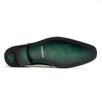 Andretti Genuine Ostrich Leg Dress Derby's Shoes Lemon Green