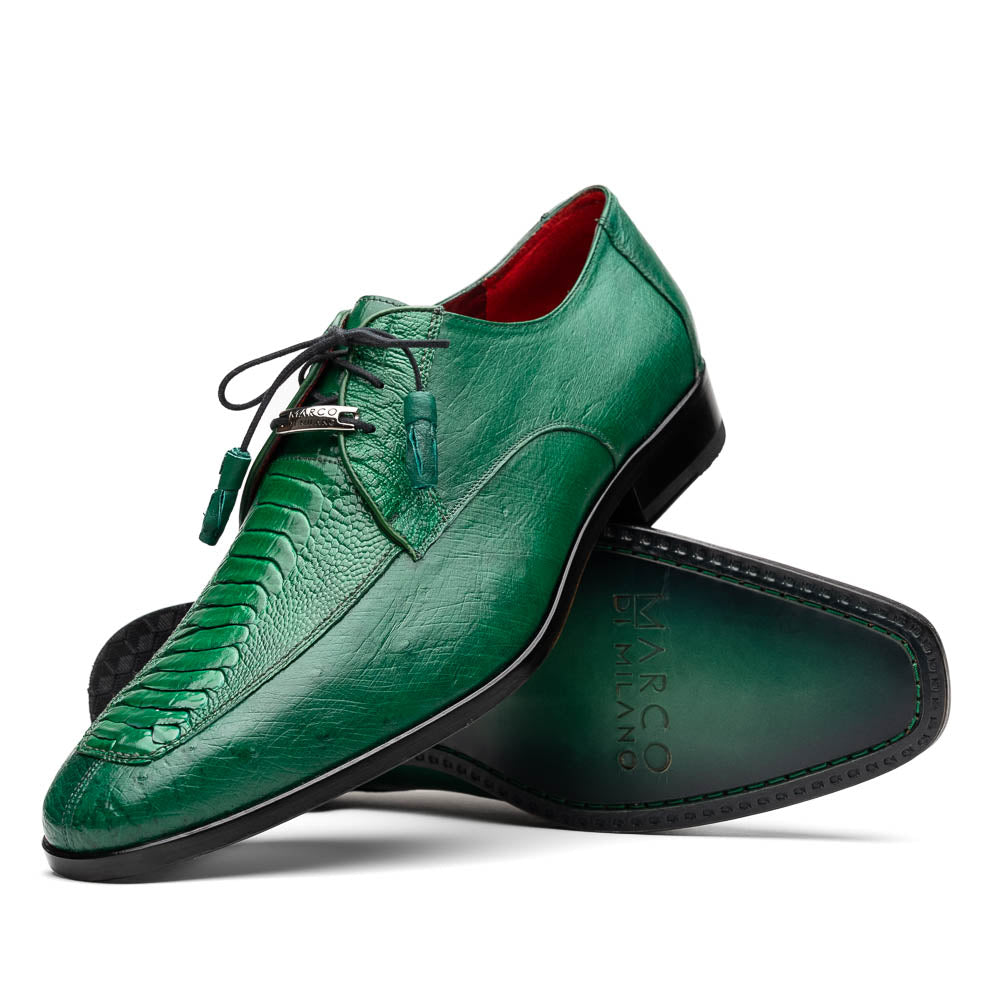 Andretti Genuine Ostrich Leg Dress Derby's Shoes Lemon Green
