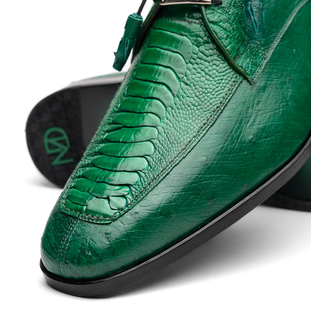 Andretti Genuine Ostrich Leg Dress Derby's Shoes Lemon Green