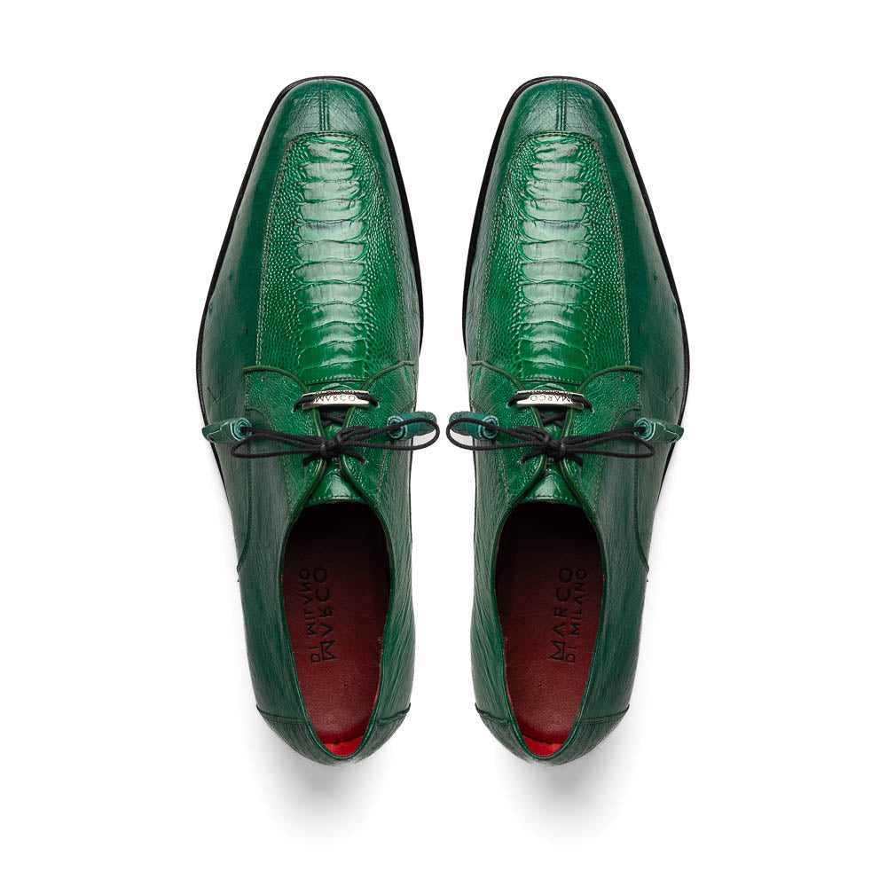 Andretti Genuine Ostrich Leg Dress Derby's Shoes Lemon Green