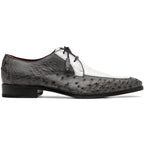 Andretti Genuine Ostrich Leg Dress Derby's Shoes Lace Up White / Gray