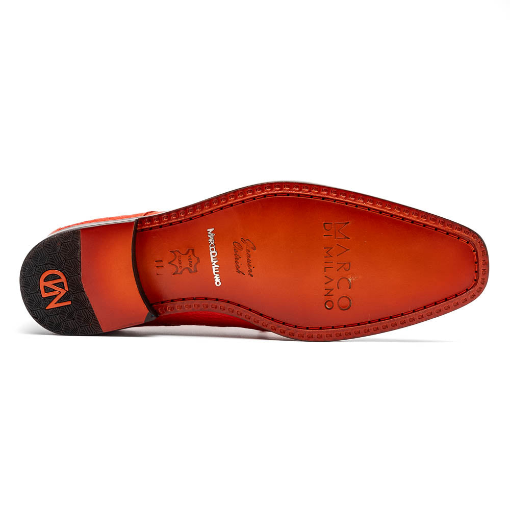 Andretti Genuine Ostrich Leg Dress Derby's Tasseled laces Shoes Orange