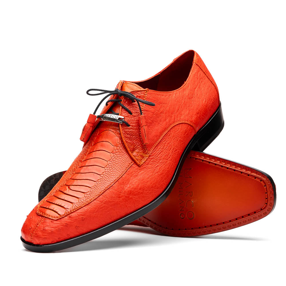 Andretti Genuine Ostrich Leg Dress Derby's Tasseled laces Shoes Orange