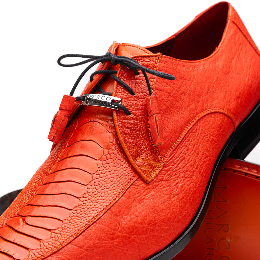 Andretti Genuine Ostrich Leg Dress Derby's Tasseled laces Shoes Orange