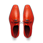 Andretti Genuine Ostrich Leg Dress Derby's Tasseled laces Shoes Orange