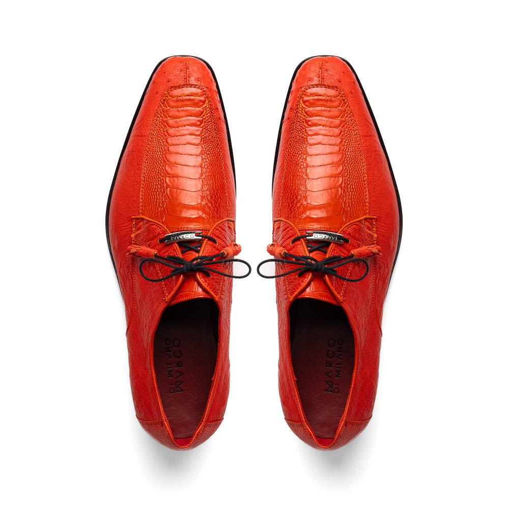 Andretti Genuine Ostrich Leg Dress Derby's Tasseled laces Shoes Orange