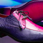 Andretti Genuine Ostrich Leg Dress Derby's Tasseled Laces Shoes Pink / Purple