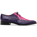 Andretti Genuine Ostrich Leg Dress Derby's Tasseled Laces Shoes Pink / Purple