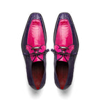 Andretti Genuine Ostrich Leg Dress Derby's Tasseled Laces Shoes Pink / Purple
