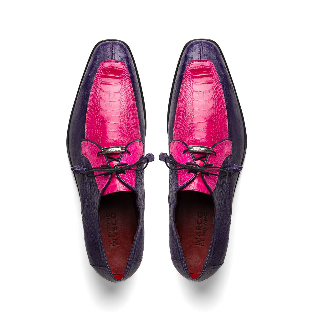Andretti Genuine Ostrich Leg Dress Derby's Tasseled Laces Shoes Pink / Purple