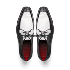 Andretti Genuine Ostrich Leg Dress Derby's Tasseled Laces Shoes White / Black