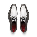 Andretti Genuine Ostrich Leg Dress Derby's Shoes Lace Up White / Gray