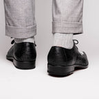 Andretti Genuine Ostrich Leg Dress Derby's Tasseled Laces Shoes White / Black