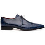 Anzio Genuine Alligator and Calfskin Leather Dress Derby's Shoes Blue Jeans