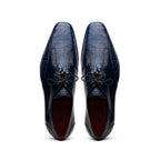 Anzio Genuine Alligator and Calfskin Leather Dress Derby's Shoes Blue Jeans