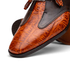Anzio Genuine Alligator and Calfskin Dress Derby's Shoes Rustic Brandy