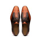 Anzio Genuine Alligator and Calfskin Dress Derby's Shoes Rustic Brandy