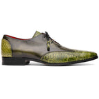 Anzio Genuine Alligator and Calfskin Dress Derby Shoes Rustic Green