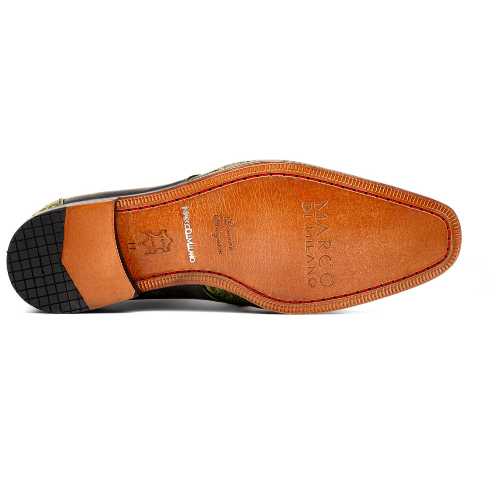 Anzio Genuine Alligator and Calfskin Dress Derby Shoes Rustic Green