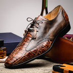 Anzio Genuine Alligator and Classic Calfskin Dress Oxford Shoes Rustic Orix