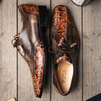 Anzio Genuine Alligator and Classic Calfskin Dress Oxford Shoes Rustic Orix