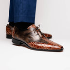 Anzio Genuine Alligator and Classic Calfskin Dress Oxford Shoes Rustic Orix