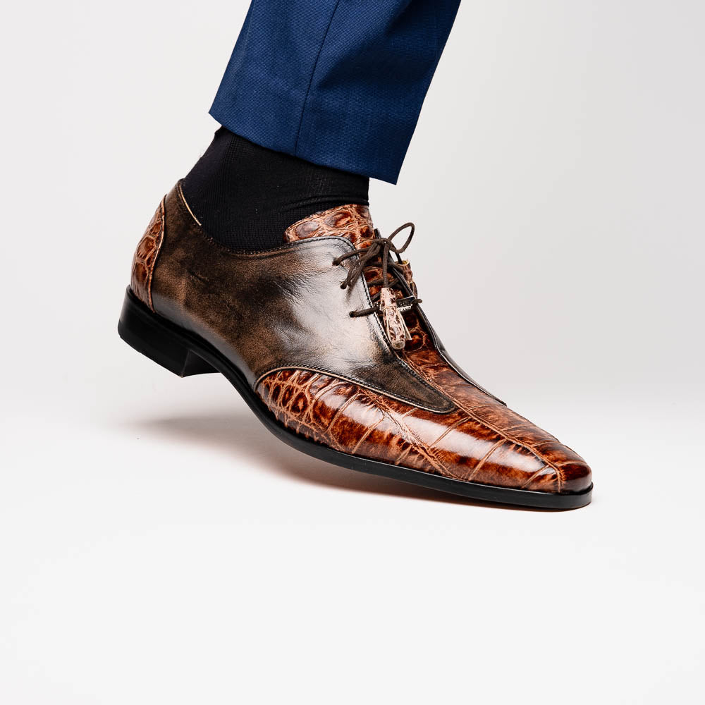 Anzio Genuine Alligator and Classic Calfskin Dress Oxford Shoes Rustic Orix