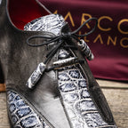 Anzio Genuine Alligator & Calfskin Dress Derby's Shoes Newspaper