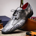Anzio Genuine Alligator & Calfskin Dress Derby's Shoes Newspaper