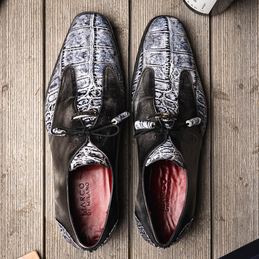 Anzio Genuine Alligator & Calfskin Dress Derby's Shoes Newspaper