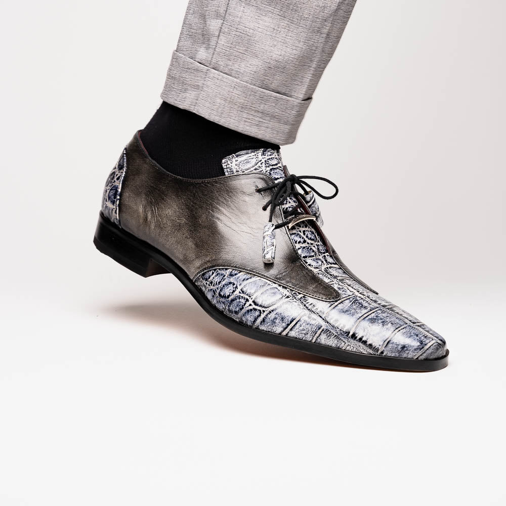 Anzio Genuine Alligator & Calfskin Dress Derby's Shoes Newspaper