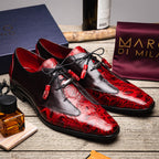 Anzio Genuine Alligator and Classic Calfskin Dress Shoes BlackCherry