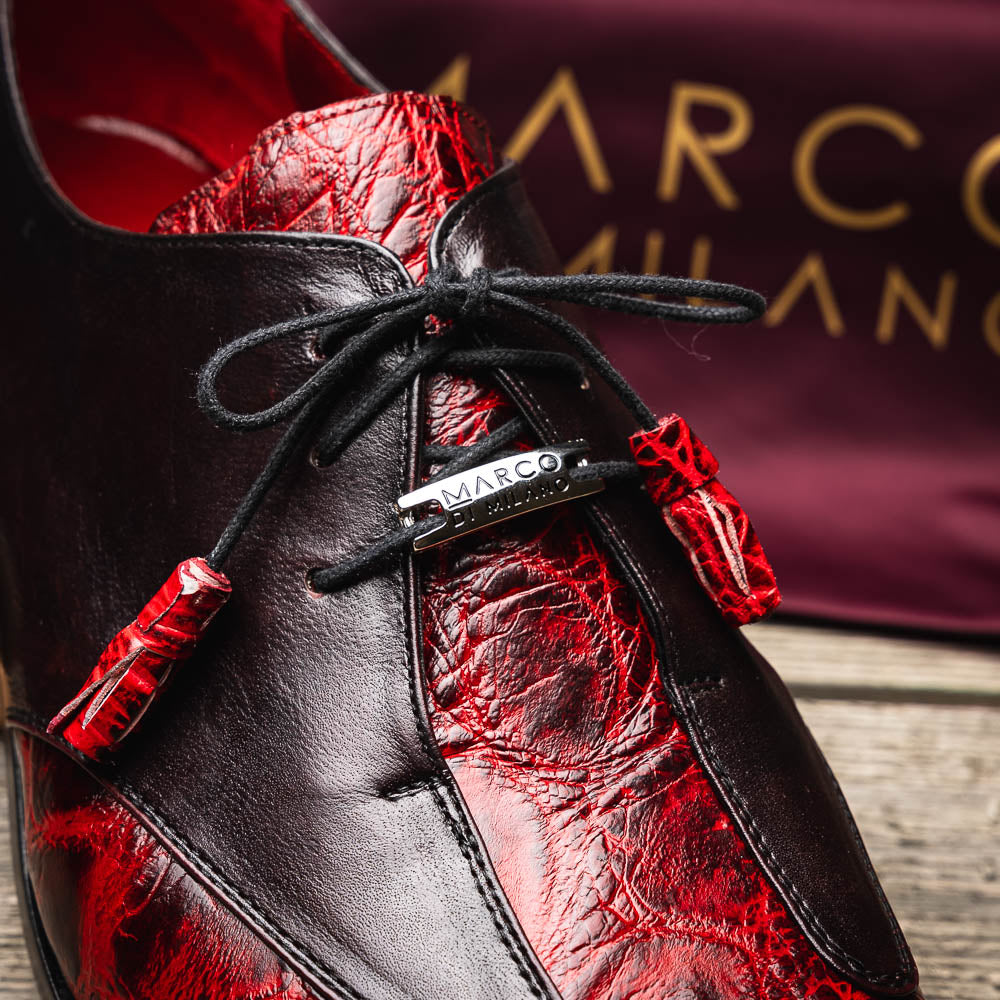 Anzio Genuine Alligator and Classic Calfskin Dress Shoes BlackCherry