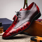 Anzio Genuine Alligator and Classic Calfskin Dress Shoes BlackCherry