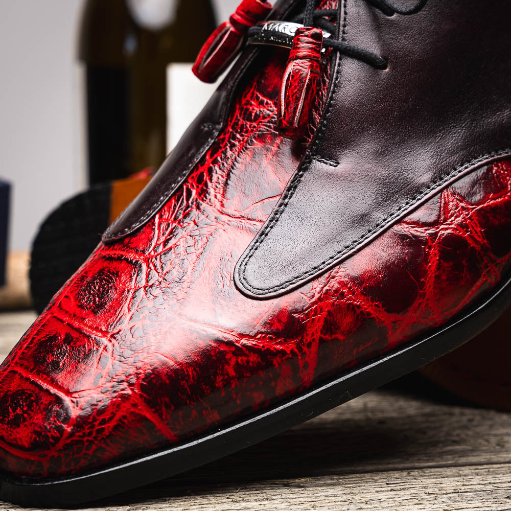 Anzio Genuine Alligator and Classic Calfskin Dress Shoes BlackCherry