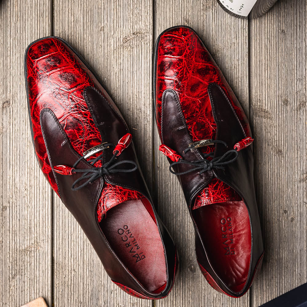 Anzio Genuine Alligator and Classic Calfskin Dress Shoes BlackCherry