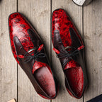 Anzio Genuine Alligator and Classic Calfskin Dress Shoes BlackCherry