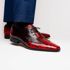 Anzio Genuine Alligator and Classic Calfskin Dress Shoes BlackCherry