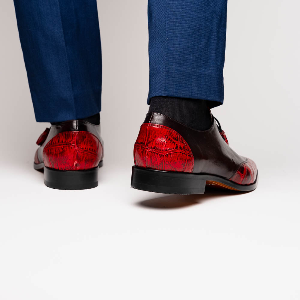 Anzio Genuine Alligator and Classic Calfskin Dress Shoes BlackCherry
