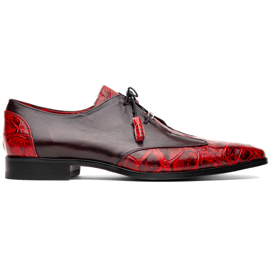Anzio Genuine Alligator and Classic Calfskin Dress Shoes BlackCherry