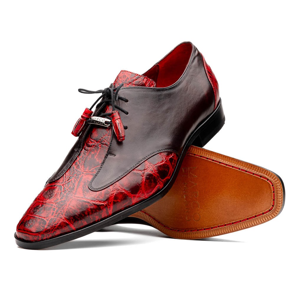 Anzio Genuine Alligator and Classic Calfskin Dress Shoes BlackCherry
