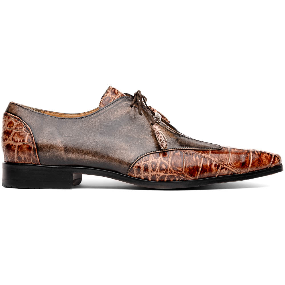 Anzio Genuine Alligator and Classic Calfskin Dress Oxford Shoes Rustic Orix
