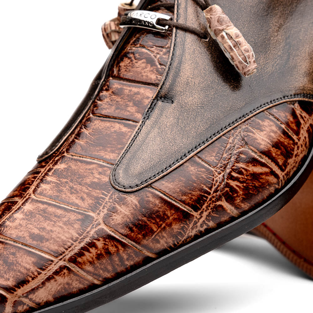 Anzio Genuine Alligator and Classic Calfskin Dress Oxford Shoes Rustic Orix
