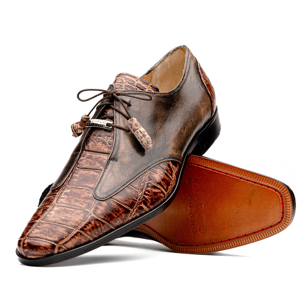 Anzio Genuine Alligator and Classic Calfskin Dress Oxford Shoes Rustic Orix
