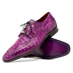Apricena Genuine Caiman Crocodile Dress Derby's Shoes  Purple