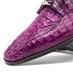 Apricena Genuine Caiman Crocodile Dress Derby's Shoes  Purple